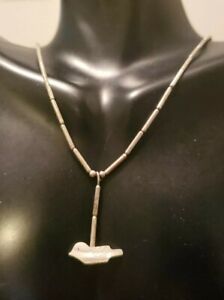 Native American Sterling Silver 14" Necklace With Little White Bird