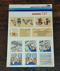 TARJETA DE SEGURIDAD DE COLECCIÓN Y RARA BOEING 727 AEROLINEAS ARGENTINAS AIRWAYS ARGENTINA - Imagen 1 de 8