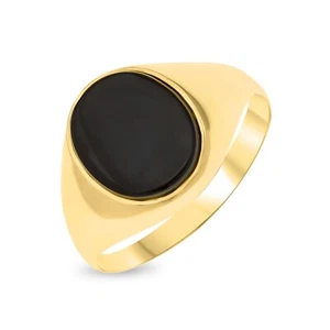 9 kt Gold Siegelring, schlichter Siegelring mit ONYX, Herren Siegelring, Herren Siegelring - Bild 1 von 6