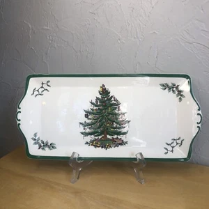 SPODE Christmas Tree Collection SANDWICH TRAY Porcelain with Holly 13 3/8" - Picture 1 of 12