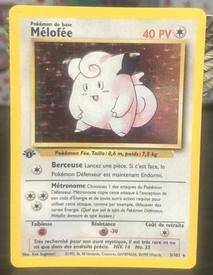 Pokemon Tcg Melofee (Clefairy) Base Set French 1st Edition Holo Rare LP/MP - Image 1 of 4