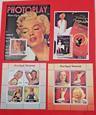 Hojas de estampillas de Marilyn Monroe juego de fotos, Congo, Somalia leyenda de la película Foto 1 de 4