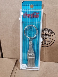 Vintage Pewter Coca Cola Coke Bottle Soda Pop Silver Metal Keychain  - Picture 1 of 1