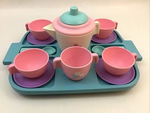 Fisher Price Divertido Con Comida Juego de Fiesta de Té Rosa Púrpura Verde De Colección 1982 Completo - Imagen 1 de 13