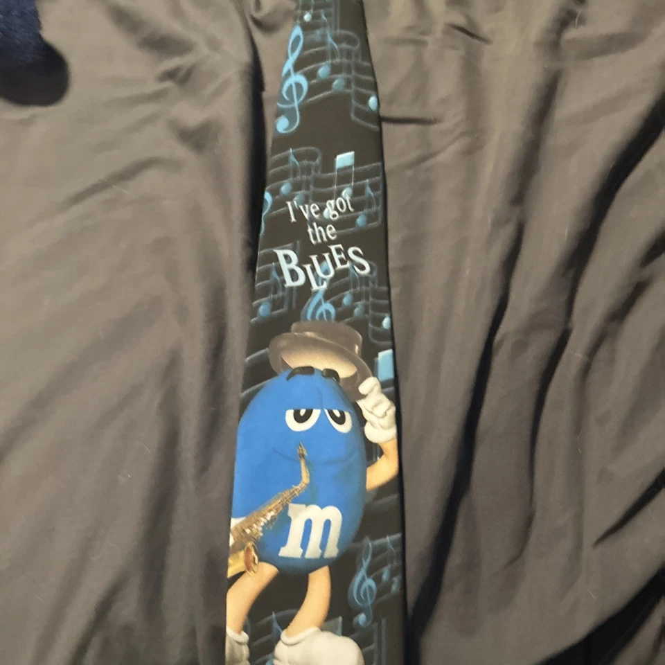 Corbata marca M&M I've Got The Blues notas musicales saxofón nuevo con etiquetas negro Foto 1 de 1