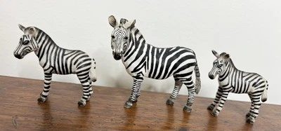 Set of 3 Schleich Zebra 1 x adult 8.5cm 2 x foals 7cm Animal Figure collectable - image 1 of 4