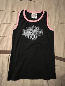 HARLEY DAVIDSON - YOUTH GIRLS 10/12 L LARGE - LICENSED SHORT SLEEVE TANK TOP - Picture 1 of 3