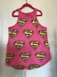 Supergirl Tank Top Girls M (7/8)  Pink  Print Logo. Racer back. Rounded hem - Picture 1 of 5