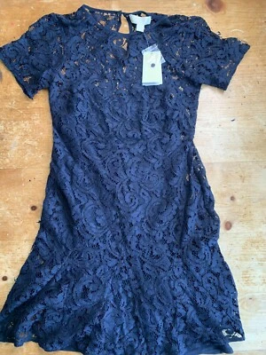 NWT Michael Michael Kors Size 2 Black Dress Lace Cap Sleeve Crepe Mesh $175 B17 - Image 1 of 4