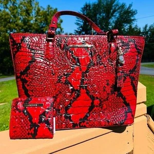 Brahmin Asher Tote and Jane Wallet In Lipstick Melbourne NWT - Picture 1 of 10