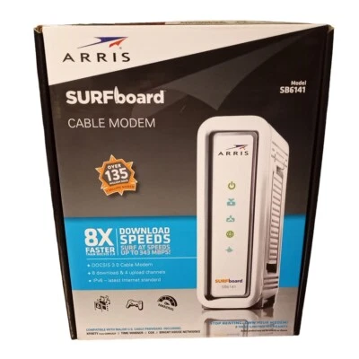 ARRIS SURFboard Model #SB6141 Docsis 3.0 Cable Modem Xfinity Cox Time Warner NOB - Image 1 of 4