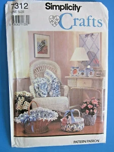 Simplicity 7312 Pillow Tissue Cover Picture Frames Basket Cover & Liners Pattern - Picture 1 of 2