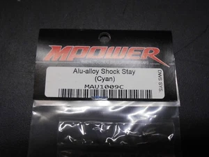 M Power Racing 1/28 Part No MAU1009C Alu alloy Shock stay Cyan Mini Z Atomic - Picture 1 of 2