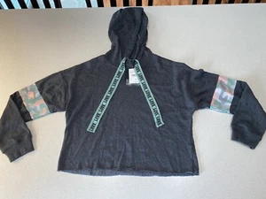 Miss Chievous Cropped Hoodie “LOVE" ~ Charcoal - Size Large ~ New w/ tags - Picture 1 of 10