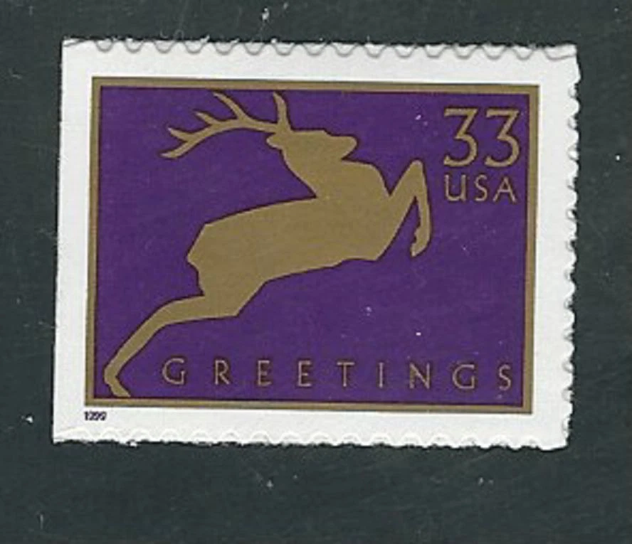 Scott #3362...33 Cent...Deer...Purple & Gold...3 Stamps - Image 1 of 1