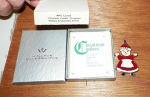 VTG WALLACE SILVERSMITHS ENAMEL MRS CLAUS COOKIE ORNAMENT WITH BOX 075315 - Picture 1 of 4