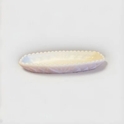 Vintage Milk Glass  Butter Dish Grape Pattern BEADED EDGE HEAVY - Image 1 of 4