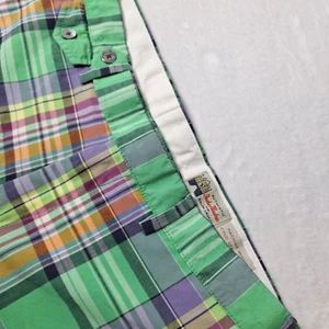 Vtg POLO Ralph Lauren India Madras Short Sz 34 Green Plaid Chino Classic Preppy - Picture 1 of 8