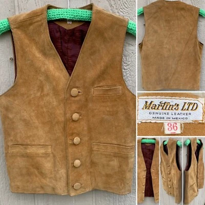 Chaleco de gamuza vintage Martin’s LTD cuero genuino hecho en México talla 36 Foto 1 de 4