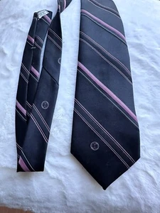 Men's Halston Tie Black w/ Pink Stripe Poly-silk NeckTie 57”long, 3.5” Wide - Picture 1 of 5