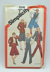 Simplicity 1981 patrón sin cortar # 5248 adolescente 7/8 falda, pantalones, culottes chaqueta chaleco - Imagen 1 de 6