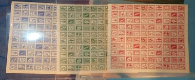 CHILE 1948 Claudio Gay 60c blue, 2.60 green & 3p red full sheets MNH X-RARE - Image 1 of 2