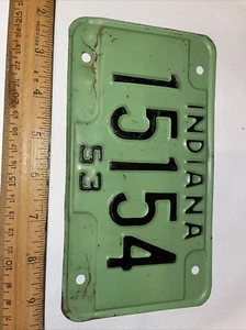 1953 Indiana Motorcycle License Plate  15154 Vintage Bike - Picture 1 of 7