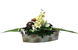 Grabgesteck Weiß Natur Künstliche Blumen  Kunstblumen Gedenktage Friedhof - Bild 1 von 9