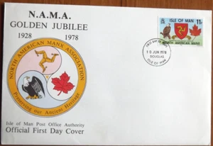 Isle of Man - N.A.M.A. Golden Jubilee - 10 June 1978 - FDC + Insert - VGC - Picture 1 of 1
