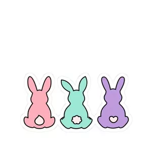 Süße Häschen Kuss-Cut Aufkleber - bunte Hasen Aufkleber für Frühlingsdeko - Bild 1 von 4