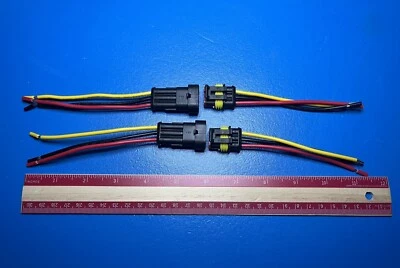 2 Set 3-Pin Way 16 AWG Sealed Car Male Female Waterproof Electrical Connector - Image 1 of 4