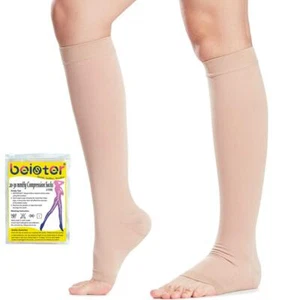 20-30 mmHg Knee High Compression Socks Women Men Calf Varicose Veins Medical - Picture 1 of 6