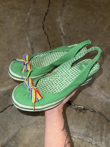 Vintage Y2K Mudd Alternative Moosgrün Slingback Wedges Größe 10 - Bild 1 von 6