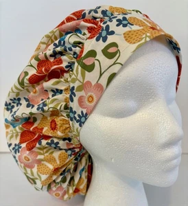 Flower Print Size Large Medical Bouffant Scrub Cap Surgery Hat - Picture 1 of 4