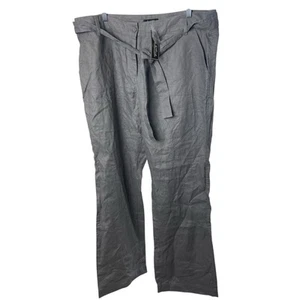 NEW Peck & Peck 100% Linen Gray Pants with Tie Belt, Business Casual, Weekend,16 - Picture 1 of 5