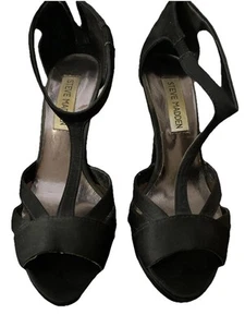 Black Spike Heels Open Toe With Zip Back Steve Madden Size 6 - Bild 1 von 6
