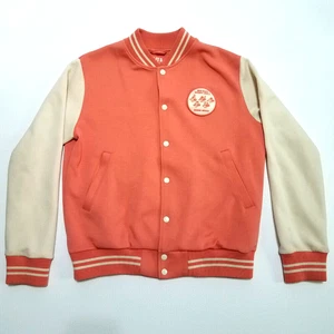 Uniqlo Jacket Kid's 13 Coral & White Polyester Blend Disney Varsity Long Sleeve - Picture 1 of 13