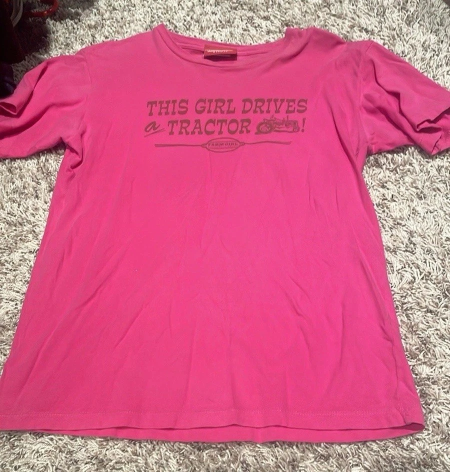 Camiseta Farm Girl Auténtica Marca Para Mujer Pequeña Rosa Esta Chica Conduce un Tractor Y2K  Foto 1 de 2