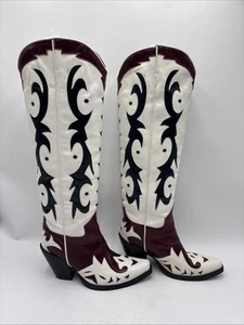 Women’s Jeffrey Campbell Starwood Western Boots Black/White/Red Size 7.5 - Picture 1 of 8