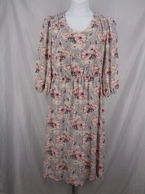 Ophelia Roe Floral Dress Size XL Gray Pink Romatic Cottagecore - Image 1 of 4