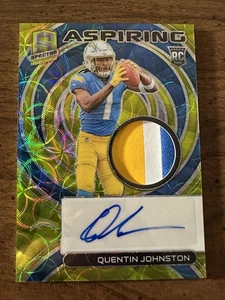 2023 Panini Spectra Quentin Johnston Aspiring Patch Auto RC Neon Green #/35 - Picture 1 of 2