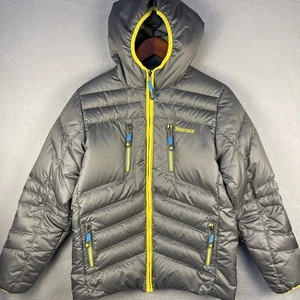 Marmot Down Puffer Jacket Womens XL Gray Full Zip Hood Outdoor Hiking Warm - Picture 1 of 9