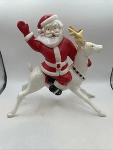 Vintage 50er Jahre Hi Ho SANTA auf Rentier ohne Licht/Schnur Hartplastik - Bild 1 von 14