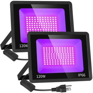 2 Pack 120W LED Black Light IP66 Waterproof, Outdoor Blacklight Flood Light w... - Picture 1 of 7