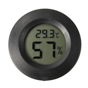 Digital Humidor Hygrometer Thermometer Temperature Round Black NEW - Picture 1 of 1