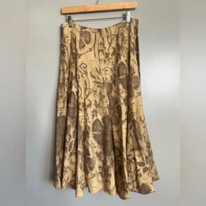 Cottagecore Lauren Ralph Lauren linen midi skirt floral prairie Whimsy travel - Picture 1 of 10