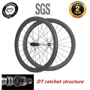 700C Carbon Road Disc Wheels  Tubeless Garvel Bike Wheelset DT Ratchet Structure - Picture 1 of 16