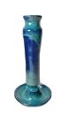 Vintage Studio Art Pottery Ceramic Ring Tray Candle Stick Holder Blue Teal Vase