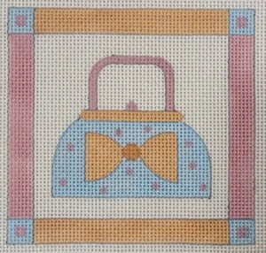 SEW MUCH FUN needlepoint HP handpainted canvas HANDBAG Purse 3.75" x 3.6" 18m - Picture 1 of 5