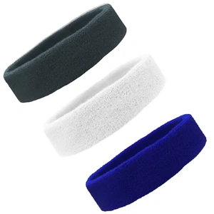 3 TERRY SWEATBAND Cotton Headbands Workout Sport EXERCISE SWEAT HEAD BANDS GWBU - Picture 1 of 11